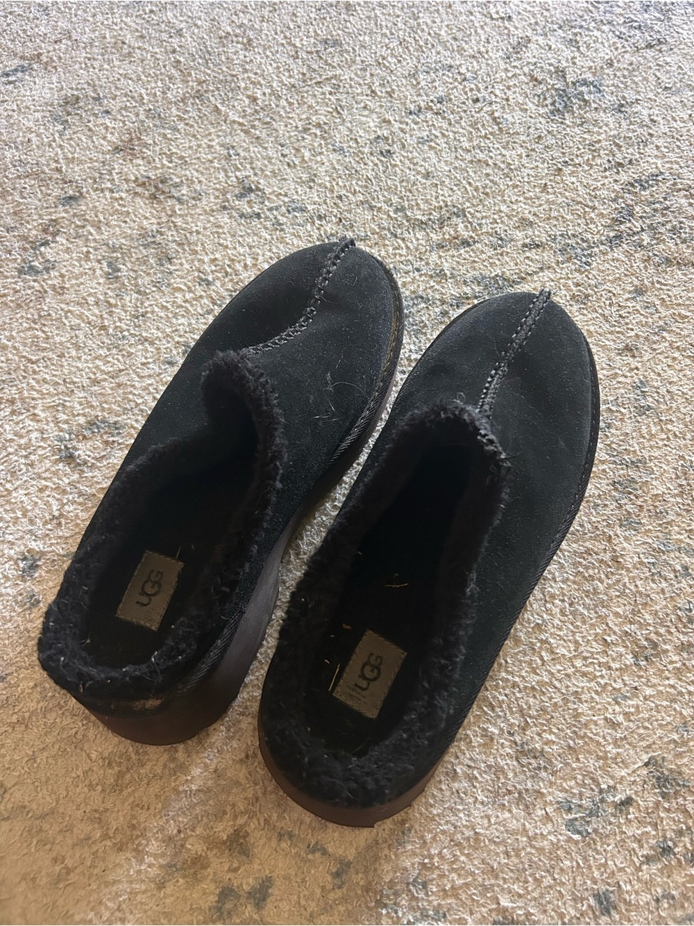 UGG New Heights Plush Lined Cozy Platform Mules Clogs Black Size 9